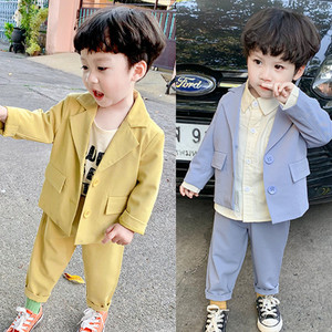 小童西装套装春款韩版男童休闲西服洋气儿童时髦宝宝周岁生日礼服