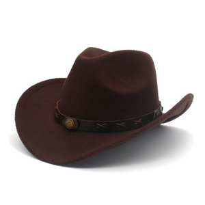 弯檐西部爵士帽牛仔帽复古男女新款卷边凹凸造型毡帽英伦时尚礼帽