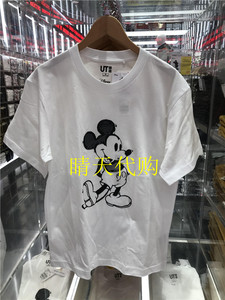 优衣库新品休闲米奇老鼠Mickey迪士尼印花T恤圆领短袖男女468893