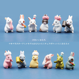 日式仿真可爱小动物小兔子卡通模型摆件迷你玩具微景观微缩模型