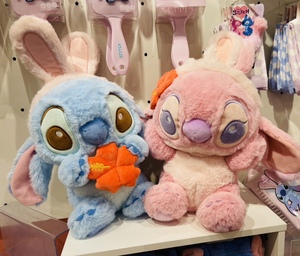 明创优品 迪士尼正版星际宝贝史迪奇安琪 兔耳朵造型毛绒公仔