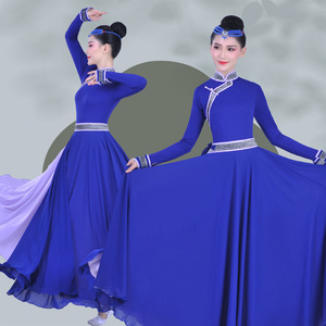 新款女裙蒙古民族舞蹈练习练功顶碗筷子舞蹈表演服艺考级舞台服装