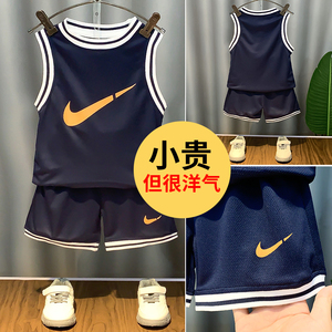 韩国男童篮球服速干套装无袖夏季背心儿童帅气男孩中大童运动球衣