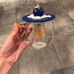 国内代购星巴克新品杯子中秋季月球探险热气球款玻璃杯带可爱茶漏