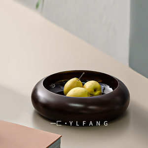 一匚现代简约新中式木质碗果盘桌面摆件 样板间会所民宿软装饰品