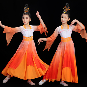 儿童古典舞演出服女童飘逸民族裙舞蹈服中国风采薇表演服装新款款
