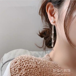韩国新鲜出炉东大门代购耳饰女新款时尚气质锆石流苏耳环镶钻耳坠