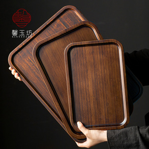 加厚日式竹制托盘长方形大小号糕点盘放茶杯水壶茶盘餐厅上菜餐盘