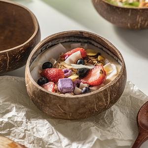 摩登主妇酸奶碗带勺木头甜品水果沙拉家用早餐燕麦片天然椰子壳碗
