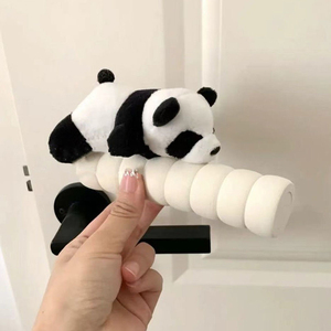 熊猫可爱门把手装饰拉手护套房间卧室防撞保护套防静电儿童房公仔
