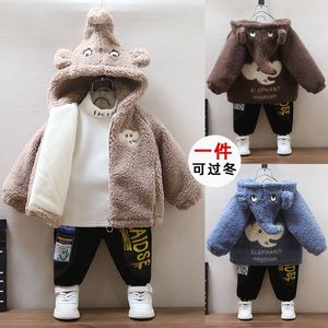 韩国宝宝羊羔绒毛毛衣外套男童加绒加厚秋冬新款婴儿冬季时尚棉袄