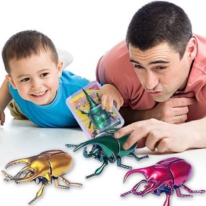 创意上链条甲虫独角仙模型儿童仿真甲壳虫整蛊发条爬行昆虫玩具