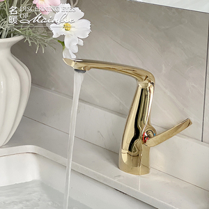 名暖欧式黄铜单孔单把手冷热卫生间浴室柜洗手洗脸面盆台盆水龙头