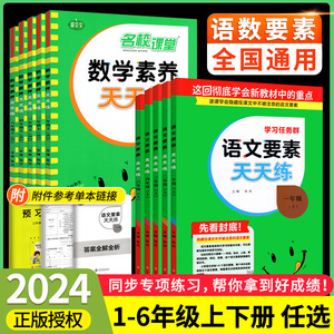 2024版语文要素天天练语文数学人教版一二三年级四年级五年级六年级上下册同步练习册单元测试预习复习核心数学素养天天练名校课堂