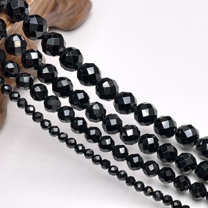 天然黑尖晶石散珠切面半成品算盘角度水晶项链手链锁骨链DIY材料
