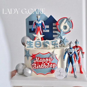 银河英雄超人捷德赛罗迪迦泽塔泰罗变形超人男生生日蛋糕装饰摆件