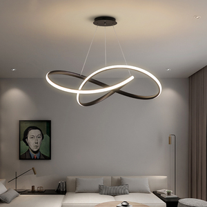 客厅灯现代简约大气极简几何线条灯创意个性智能家用大厅led吊灯