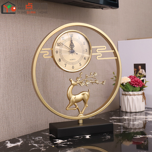新中式座钟客厅钟表摆件家用时尚台式时钟摆放创意个性台钟铜鹿钟
