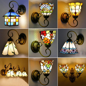 辛普森蒂凡尼欧式地中海创意壁灯美式乡村卧室床头灯浴室镜前灯