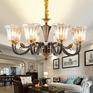美式全铜吊灯客厅灯复古卧室餐厅灯饰法式灯小美大气欧式纯铜灯具