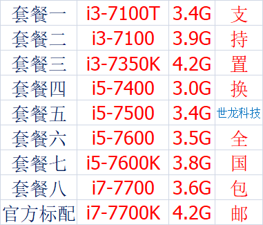 i5 7500 7400 7600 i3 7100 7300 7350k i7 7700 T K TE 散片 CPU