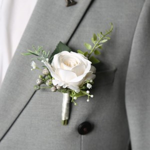西式欧式森系白色玫瑰新郎伴郎结婚礼胸花新娘伴娘手腕花
