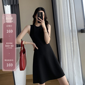 FT GUOGE黑色连衣裙女2024夏季新款无袖通勤气质赫本风短款背心裙