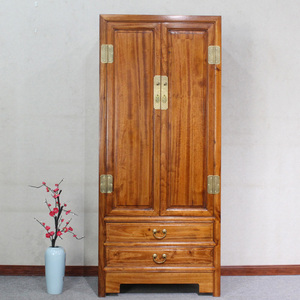 新中式香樟木衣柜实木古典卧室衣橱两门带抽屉小户型收纳储物柜子