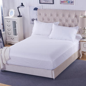 宾馆酒店白色全棉缎条床笠1.8米纯棉床立罩床垫套保护套床罩斗笠1