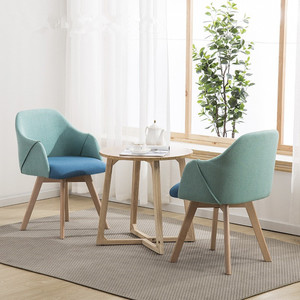 北欧实木餐桌椅组合家用布艺餐椅现代简约书房靠背椅子洽谈会客椅