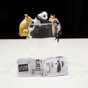 日本动物杯挂扭蛋目不转睛的动物可爱熊猫小狗猫咪兔子杯缘子现货