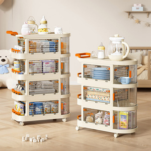 宝宝喂养台玩具收纳架婴儿用品塑料置物架零食柜子儿童床边小推车