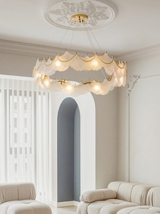 客厅主吊灯法式轻奢大气创意设计师奶油风银杏叶玻璃卧室餐厅灯具