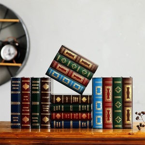 欧式复古假书本装饰品创意木质小物件收纳盒客厅卧室书房玄关摆件