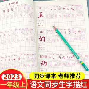 一年级练字帖每日一练上册人教版语文同步生字描红写字课小学生专用带拼音笔画笔顺幼升小学1年级课课练硬笔书法米字格生字本练习