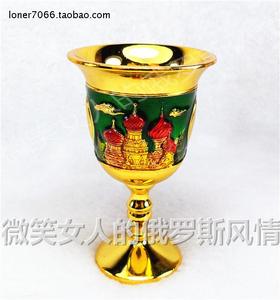 特价俄罗斯R-3锡金属杯架款高脚白酒杯金绿色彩城堡容量7钱35毫升