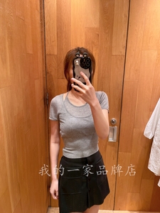 香港专柜 bab b+ab 24春夏女款时尚系带假两件短袖针织衫330