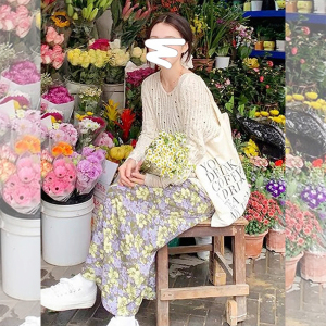 小个子碎花裙女春夏流行一整套装薄款防晒毛衫宽松内搭吊带连衣裙