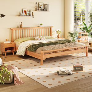 北欧实木温莎床1.8米双人床简约现代1.5米原木色婚床主卧新中式