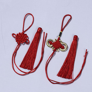 8盘金编中国结红色挂件小装饰绳子编织线包挂车挂半成品流苏穗子
