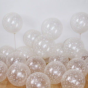 12寸加厚透明印白色五角星星圆形乳胶气球生日惊喜表白装饰布置汽