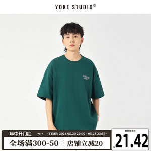 YOKE STUDIO 背面印花宽松山系短袖T恤男女同款夏季日系宽松上衣