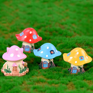 多肉花盆装饰彩色蘑菇房子微景观房子蘑菇屋迷你配件摆件