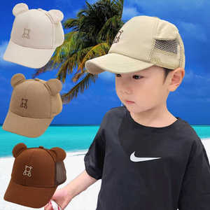 宝宝帽子夏季儿童鸭舌帽小熊耳朵男童女童网眼棒球帽遮阳防晒凉帽