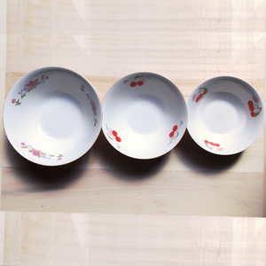老式6寸大饭碗酒店用具陶瓷面碗韩式植物花卉小汤碗拉面碗斗笠碗