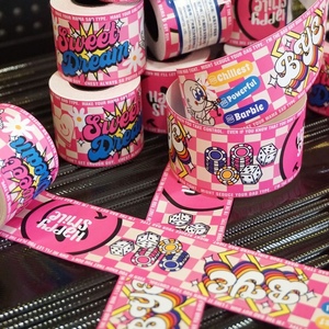 可爱粉色艺术孟菲斯蒸汽波卡通少女行李箱装饰贴纸防水不残胶胶布