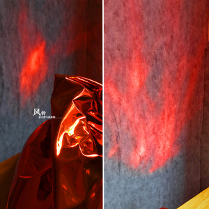 火焰来袭原创镭射幻彩红色设计师面料 服装包袋背景秋冬皮革布料