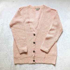 英国ASOS粉色夹花毛线中长款宽松款女式开衫大毛衣针织衫外贸出口