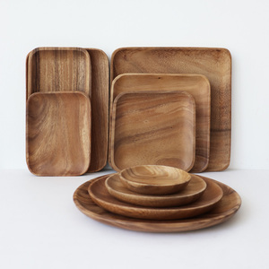 实木盘子长方形托盘相思木圆盘蘸料碟子家用餐厅餐用咖啡杯垫托盘