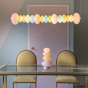 彩色系马卡龙糖果葫芦玻璃小吊灯北欧吧台儿童房卧室床头餐厅灯具